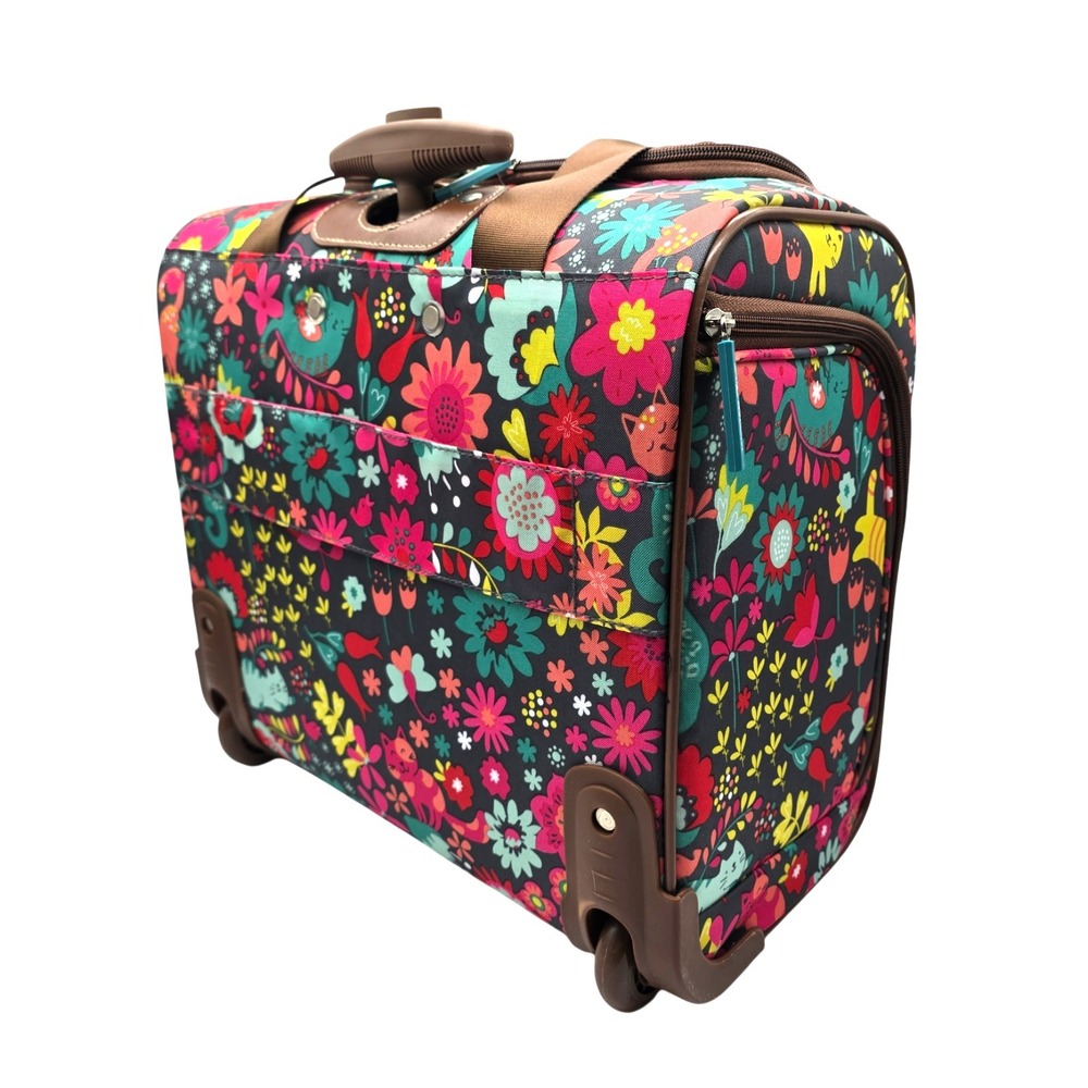 Lily Bloom 15 Carry On Rolling Suitcase Floral Lightweight Travel Bag Women - Picture 2 of 6